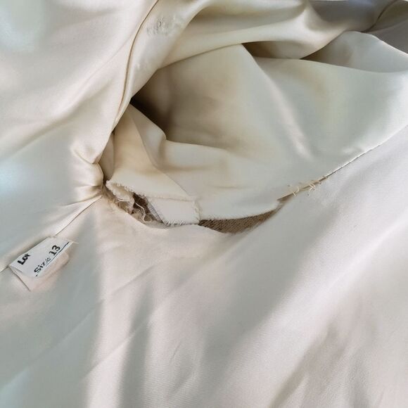 Vintage Avec Tu Glenoit Lined Faux Fur Coat 1970 Size 13 Made in USA Cream Gray - Picture 15 of 16